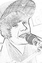 coloriage justin bieber devant son micro